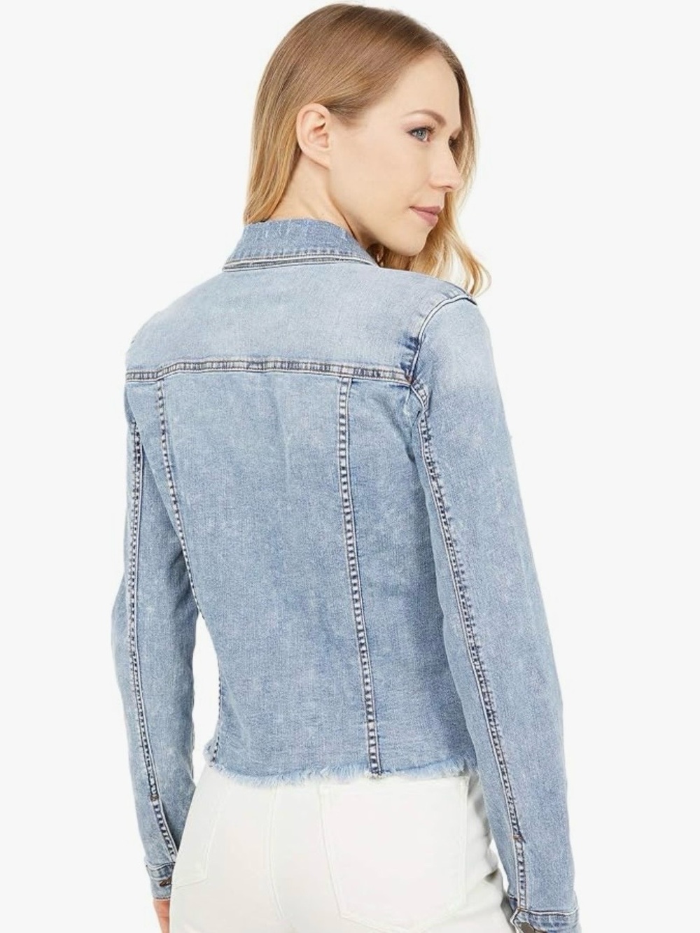 Kut from the Kloth classic Kara Blue Denim Jacket - Women's Casual Trucker - Picture 2 of 11